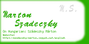 marton szadeczky business card